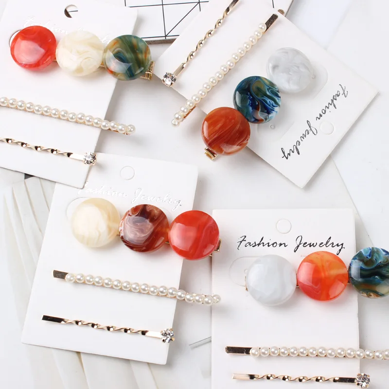 3 комплекта/Женская жемчужная заколка для волос Ретро Милая имитация жемчуга