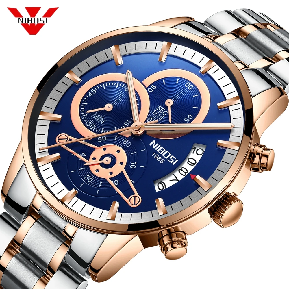Креативные мужские часы от бренда NIBOSI Роскошные Кварцевые военные
