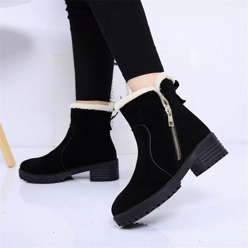 Модные теплые зимние ботинки для женщин и детей 2017 Ботинки на каблуке Новое