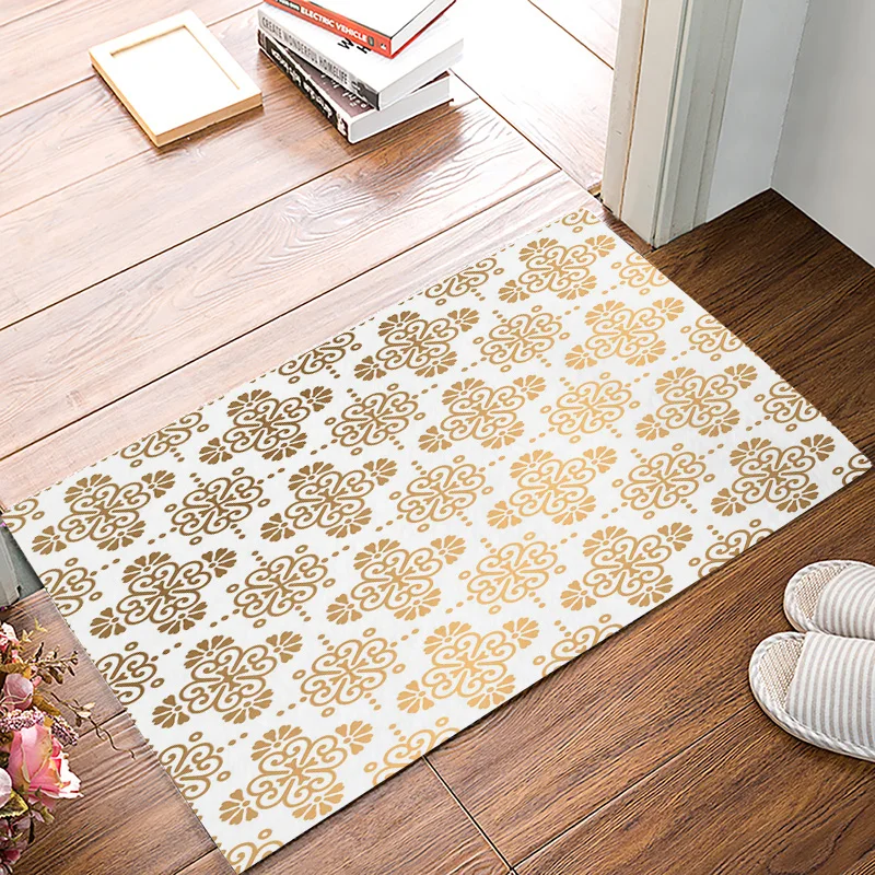 Damask этнические коврики для входной двери с золотым марокканским узором
