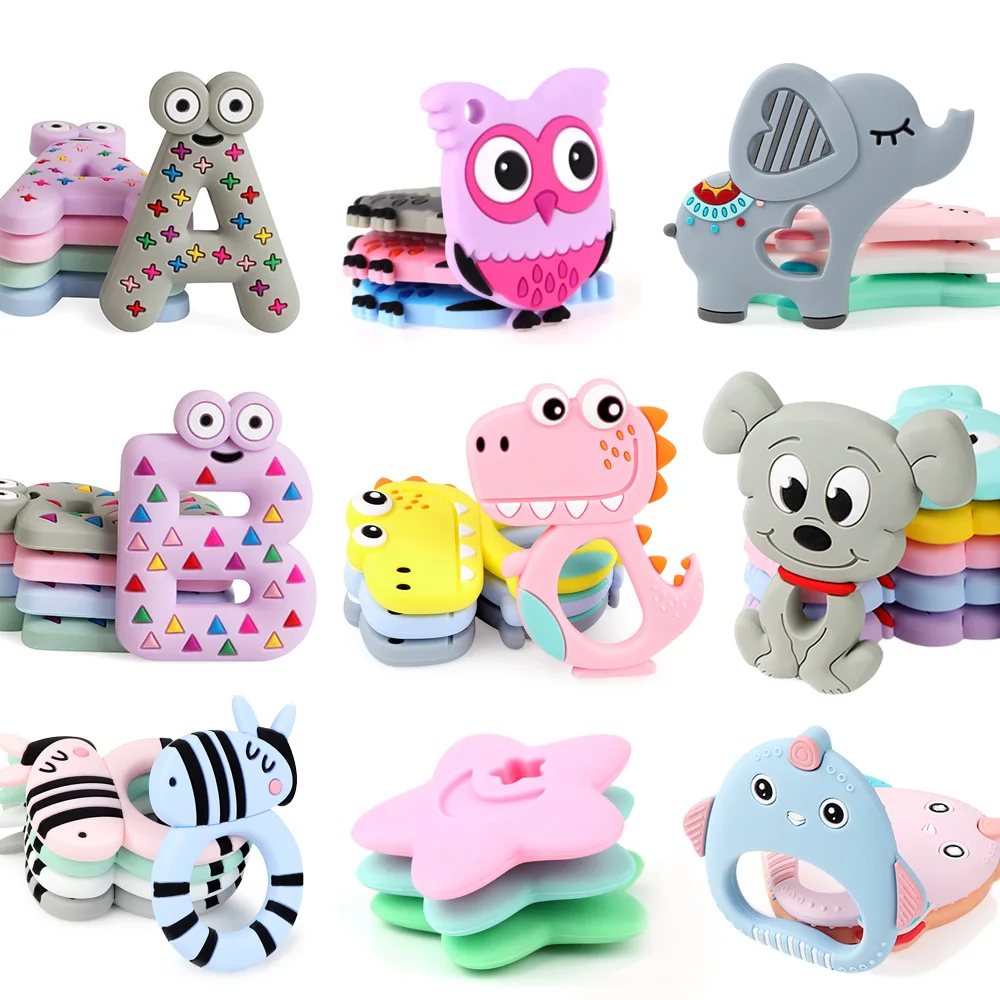

20pc Baby Silicone Teether Koala Owl Fox Cartoon Animal Teether For DIY Teething Necklace Nurs Gift Food Grade Silicone Beads