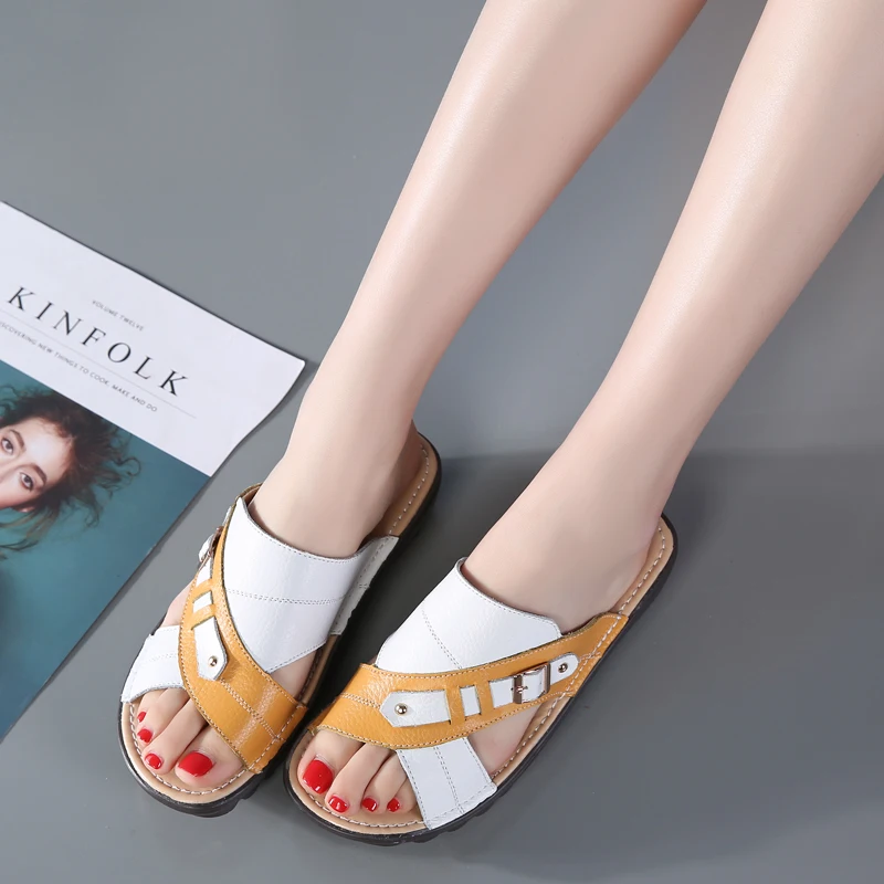 O16U Летние женские туфли на платформе шлепанцы плоской подошве босоножки без