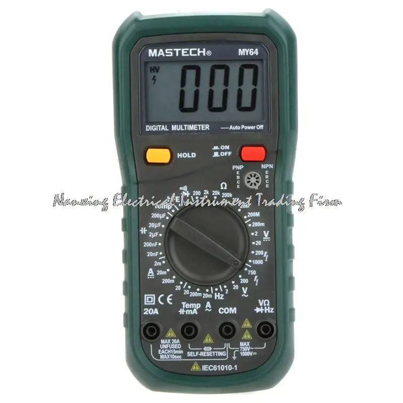 MASTECH MY64 цифровой мультиметр AC/DC DMM частота емкость измеритель температуры тест er w/hFE Тест Амперметр Multimetro