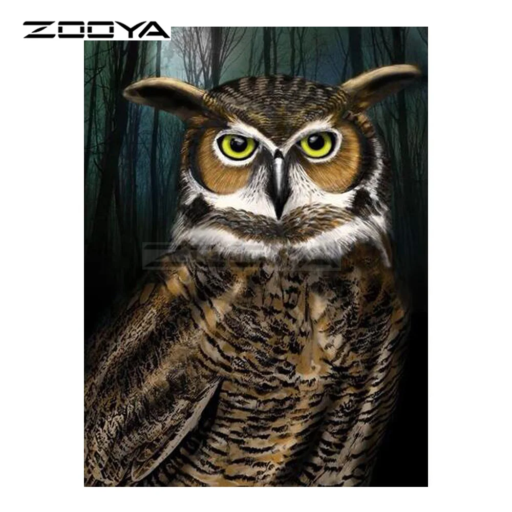 ZOOYA 5D алмазная вышивка сделай сам с изображением совы коричневого и голубого