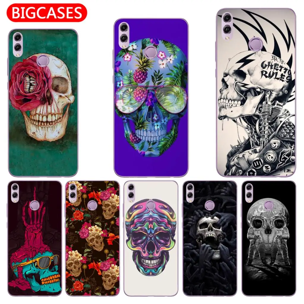 For Huawei Honor 8X Case Cover 6.5&quot Soft TPU Silicone Popular Cool Color Glasses Butterfly Rose Flower Skull Painted Phone |
