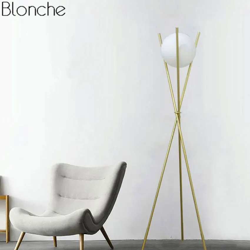 

Modern Glass Ball LED Floor Lamps for Living Room Nordic Gold Tripod Standing Lamp Bedroom Light Fixtures Home Decor Luminaire