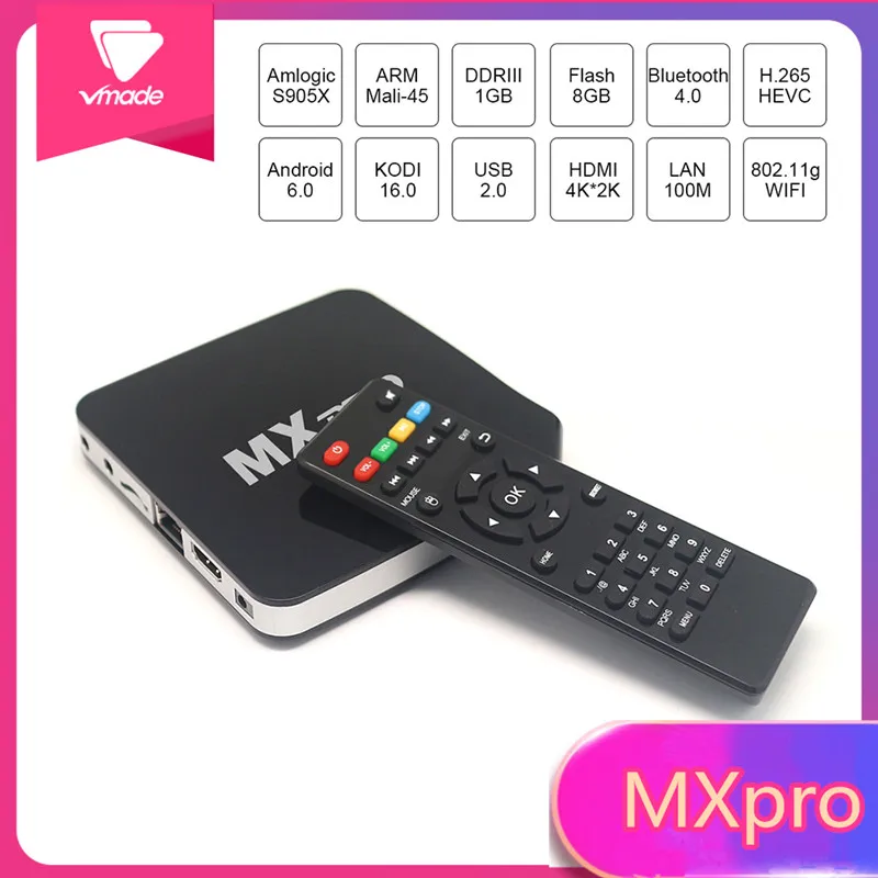 ТВ приставка Vmade Отт android 6 0 Восьмиядерный 2 ГГц 1G + 8G поддержка Flixster DLNA AirPlay Google tv