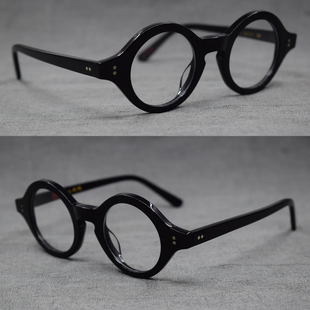Vintage Hand Made Small 38mm Round Full Rim Reading Glasses Acetate +25 +50 +75 +100 +125 +150 +175 +200 +225 +250 +275 +300 +60