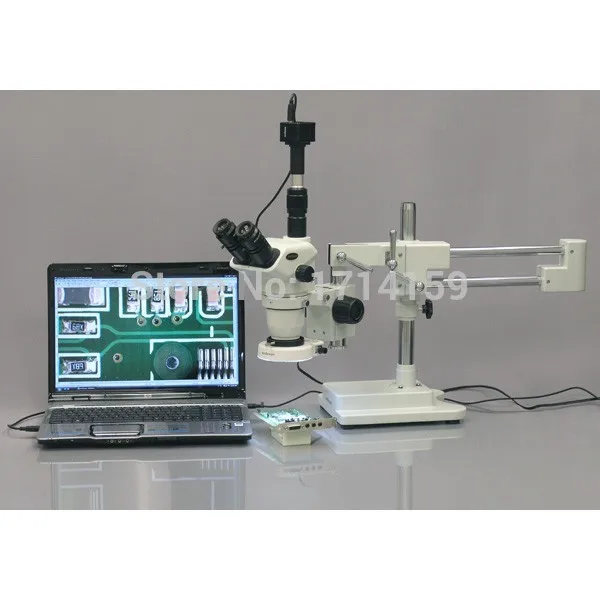 Фото AmScope поставляет 2X-45X стерео Boom микроскоп 80 LED свет + 3MP камера №1