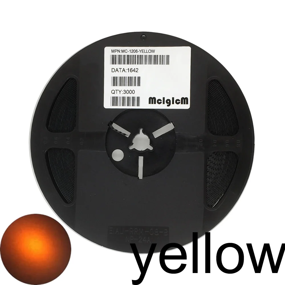 yellow MCIGICM 3000 шт. 1206 SMD светодиодный светильник зеленый желтый красный белый синий - Цвет: yellow