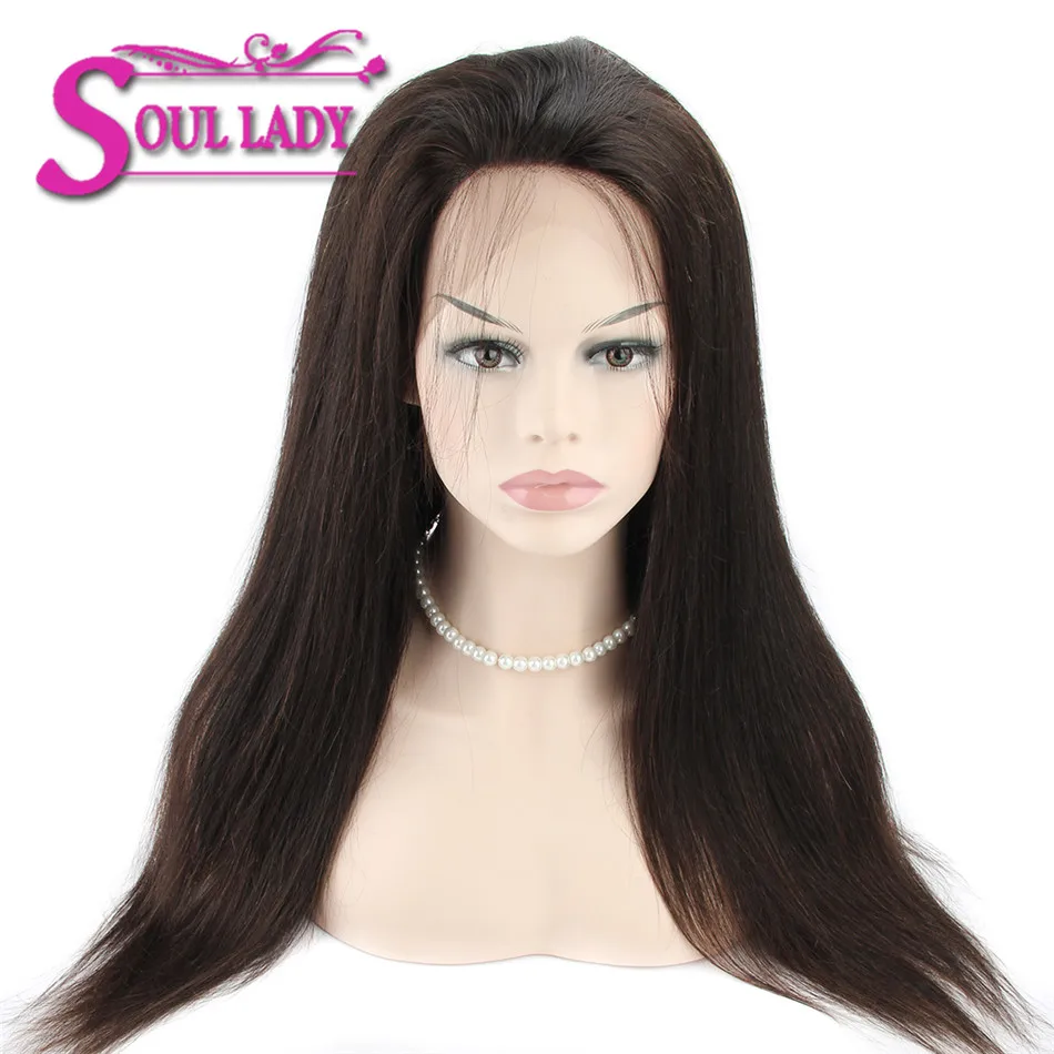 Soul Lady 360 фронтальные с пряди не Реми бразильские прямые человеческие волосы 3