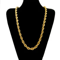hip hop thick rope chain yellow gold filled womens mens necklace knot chain 24 inches