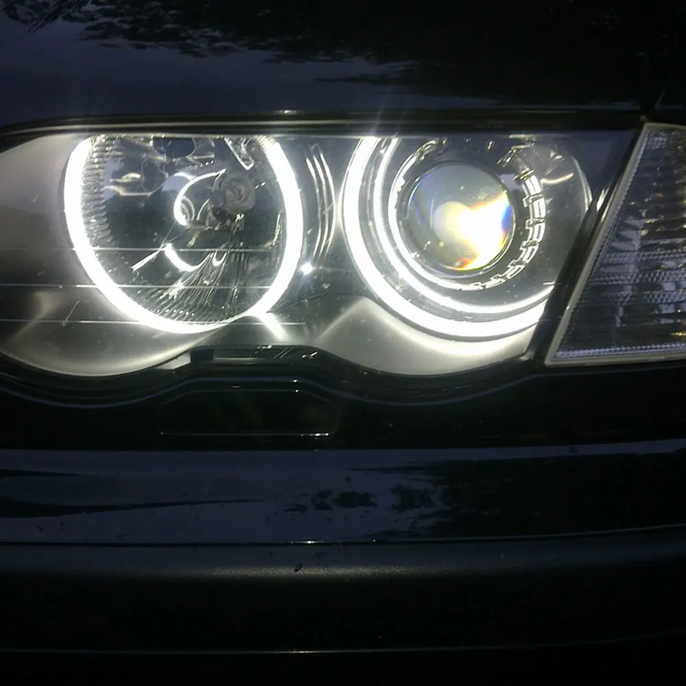 

Supter Cool 7000K Xenon White Angel Eye Halo Rings w/ Crystal Covers For BMW E36 E38 E39 E46 Headlight Retrofit