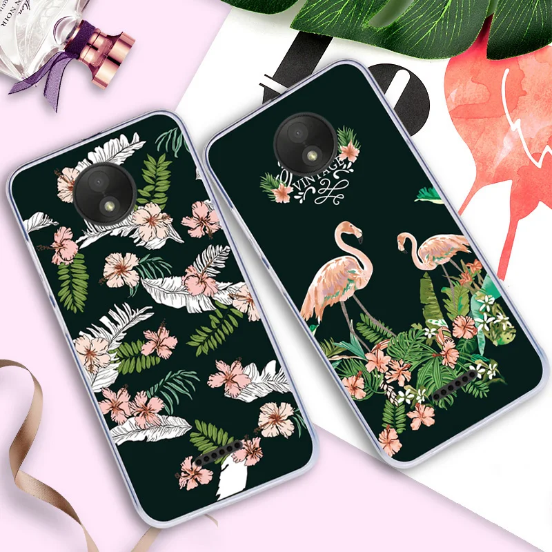 For Motorola Moto C Case Silicone Soft TPU Painting Flamingo Flowers Leaves Phone Back Cover Plus Cases |