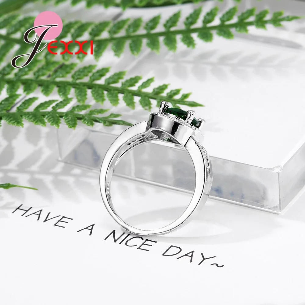 Женское кольцо из серебра 925 пробы с зеленым кристаллом|wedding engagement ring|crystal ringengagement