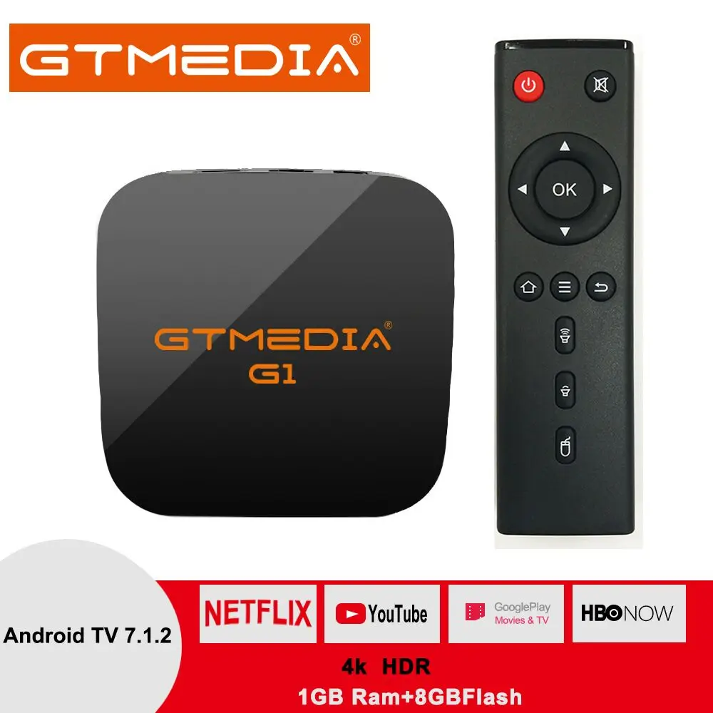 Оригинальная глобальная ТВ приставка GTMEDIA G1 4K HDR Android tv 7,1 IP tv Европа ES FR HD 1G 8G wifi Google Cast M3U телеприставка медиаплеер