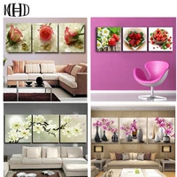 multicolor 5d diy diamond painting triptych flower picture crystal decoration diamond embroidery flowers cross stitch 1 set 3