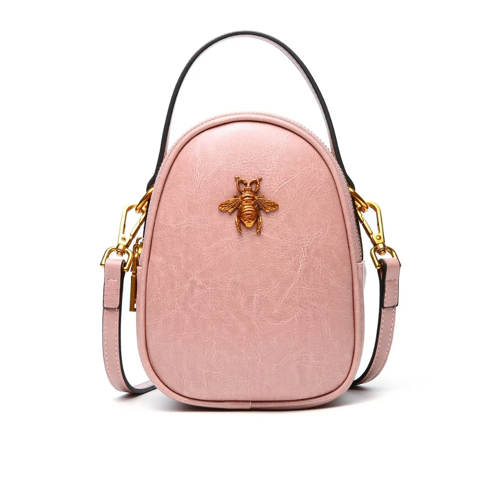Женская сумка мессенджер из натуральной кожи на плечо с милой Пчелкой весна лето