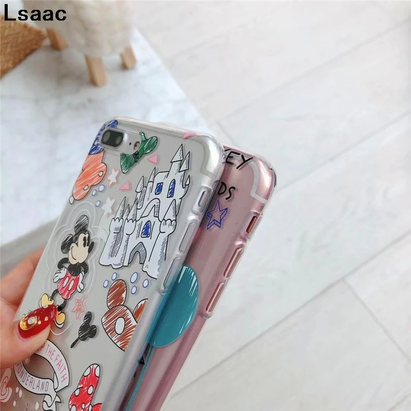 Милый мягкий силиконовый чехол с рисунком для Apple iPhone 7 8X6 6s Plus 8 Микки Минни Маус