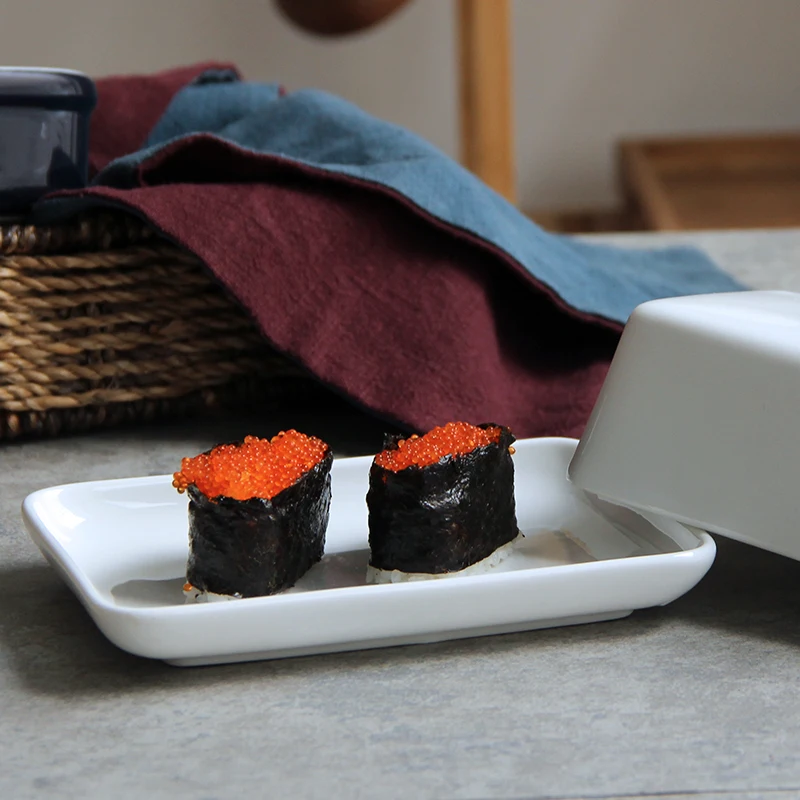 christmas White ceramic sushi small dish fruit compote fine cuisine exquisite dribbling cover butter | Дом и сад