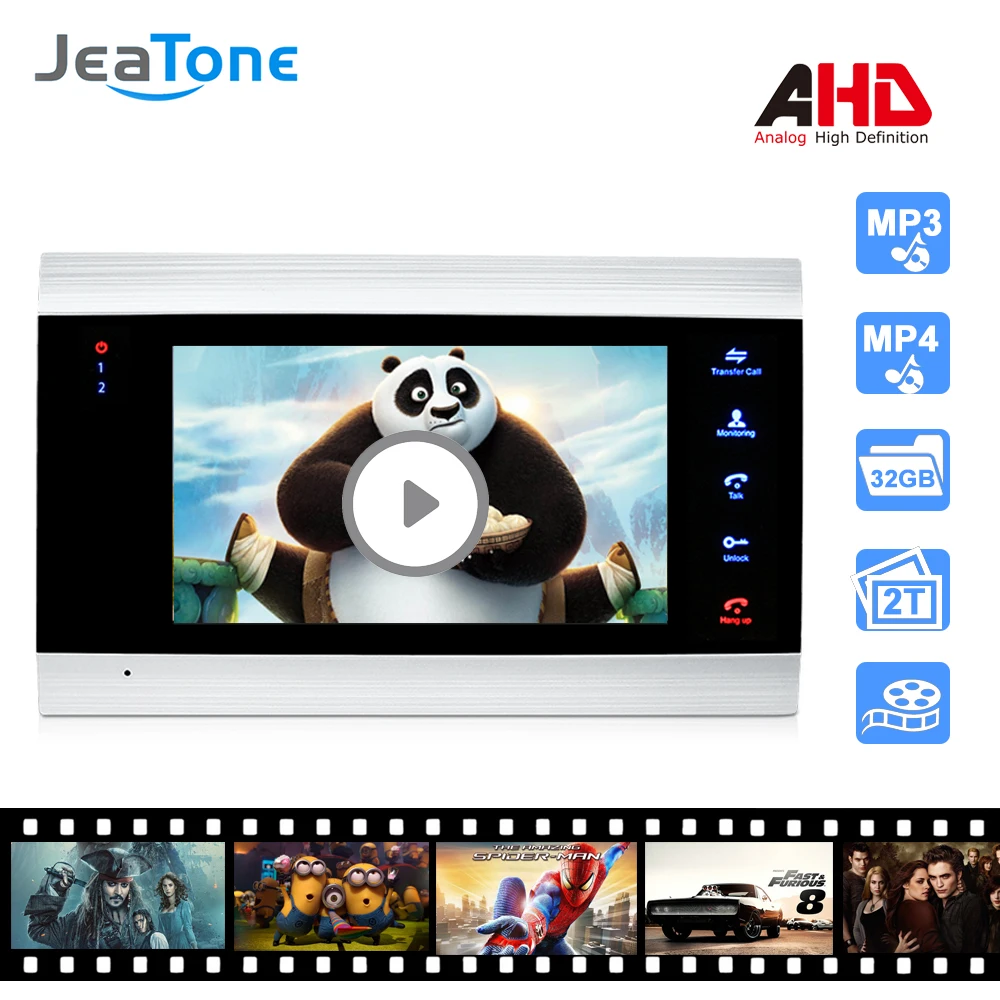Видеодомофон 720P/AHD 7 дюймов дверной звонок динамик система безопасности
