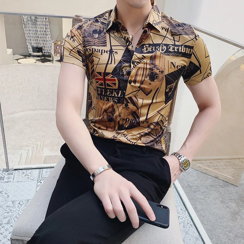 Британский Стиль Мода 2019 Летняя мужская рубашка новый бренд Slim Fit Мужские