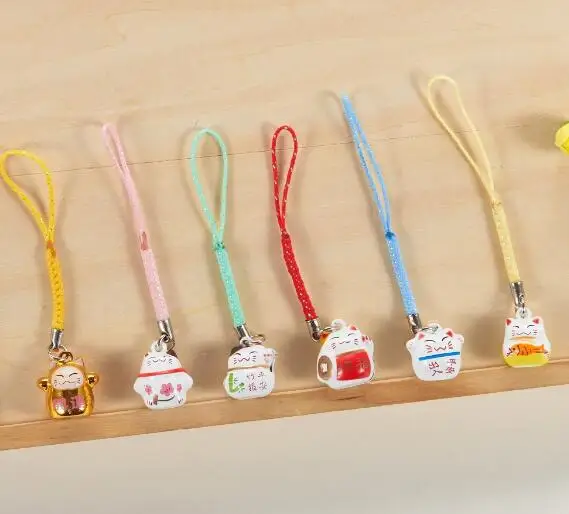 Новый 100 шт. милые lucky cat колокол сотовый телефон ремень подвески брелки для ключей