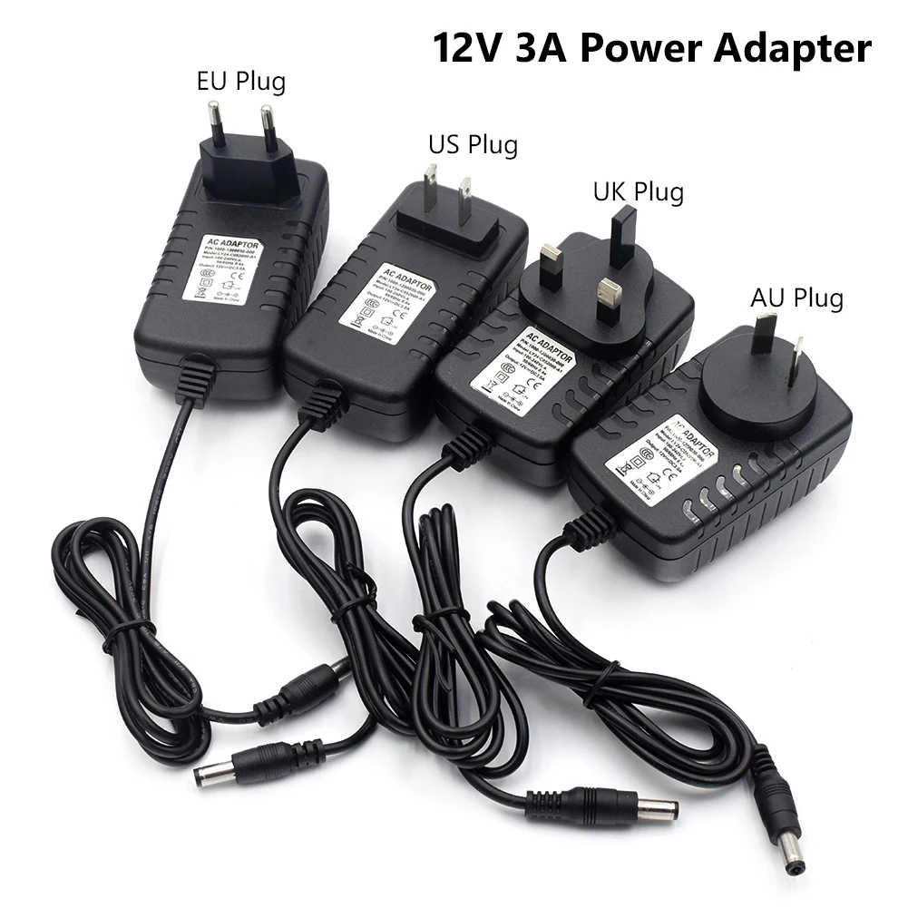 ЕС/США/Австралия/Великобритания штекер DC 24 в 12 В 5 в 1A 2A 3A AC/DC адаптеры Импульсные блоки питания вилка зарядное устройство преобразует AC 100 В-240 В в DC 24 в 12 В