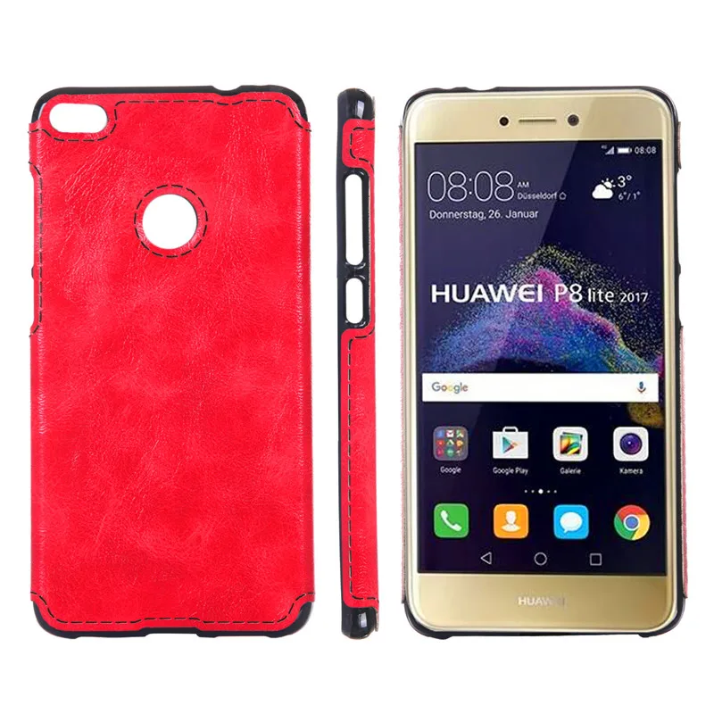 Huawei P8 Lite 2017 Case Colored Crazy Horse TPU+PC Leather Surface Soft Back Cover for Honor 8 |