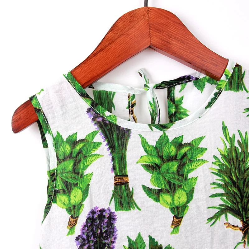 Платье без рукавов для девочек модное пляжное платье из хлопка с цветочным