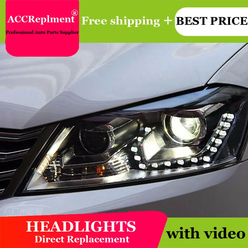 Автомобильный Стайлинг для 2012-2014 VW Passat B7 светодиодный фары Европейская версия DRL