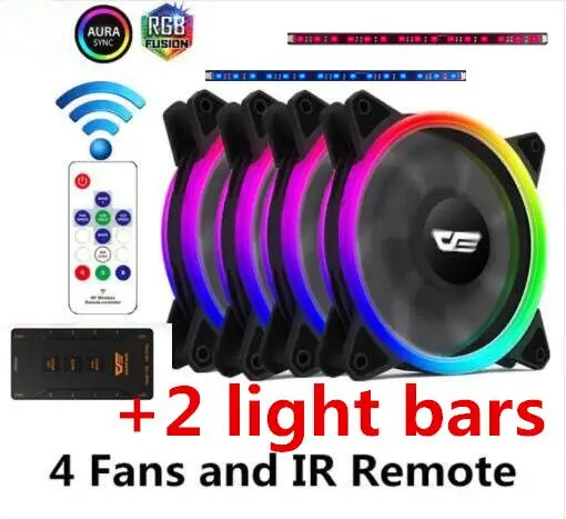 4 FAN and IR Remote Darkflash DR12-pro aura синхронизирующий компьютер чехол Вентилятор охлаждения RGB регулируемый светодиодный 120 мм ИК пульт дистанционного управления охладитель для компьютера RGB чехол вентилятор светильник - Цвет лезвия: 4 FAN and IR Remote