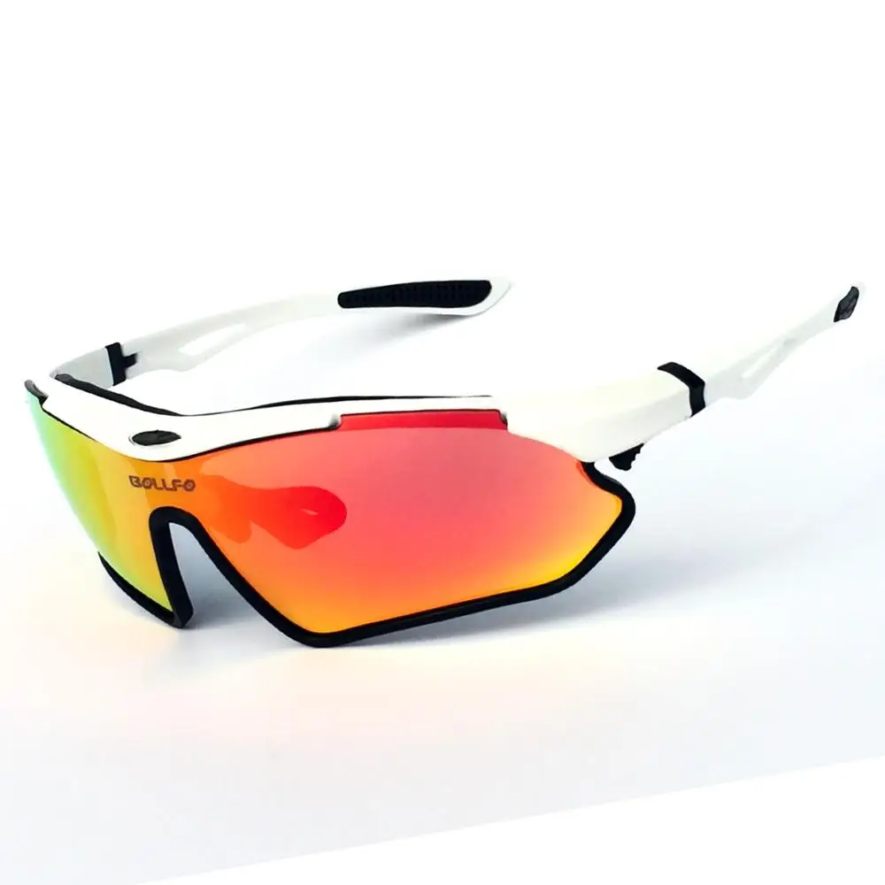 whiteblackred Bollfo поляризованные велосипедные очки мужские UV400 MTB спортивные очки велосипедные солнцезащитные очки для рыбалки - Цвет: whiteblackred