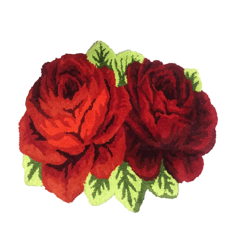 Two Roses Красный розовый ковер для гостиной/спальни/ванной комнаты/свадьбы мягкий мохнатый плюшевый моющийся абсорбент микроволоконный коврик для ванной - Цвет: Two Roses