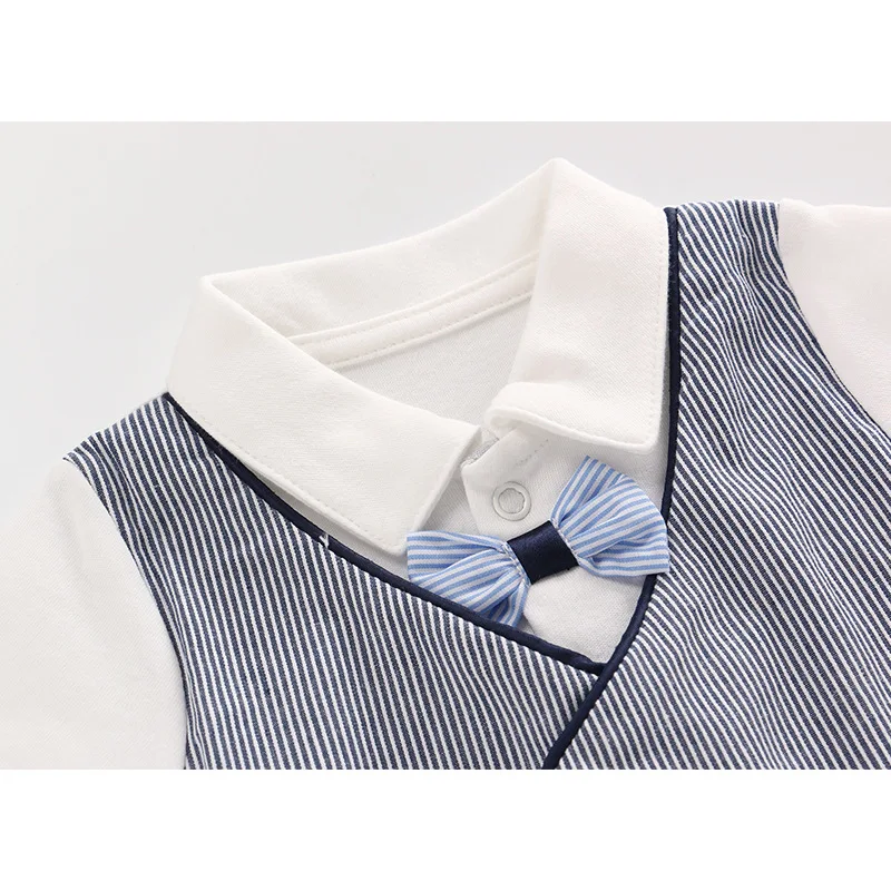 Children's Clothes 2019 New Spring Baby's Gray Gentlemen's Climbing Baby Rompers |