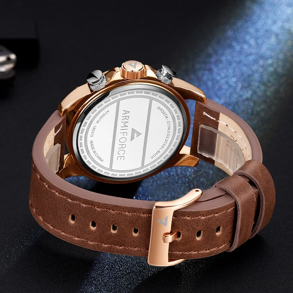 Reloj Hombre ARMIFORCE мужские часы Топ бренд класса люкс Relogio Masculino военные кожаные часы с хронографом кварцевые наручные часы