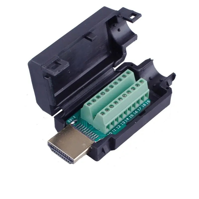 

1 шт. HDMI штекер 19P штекерные клеммы без пайки разъем с черной крышкой