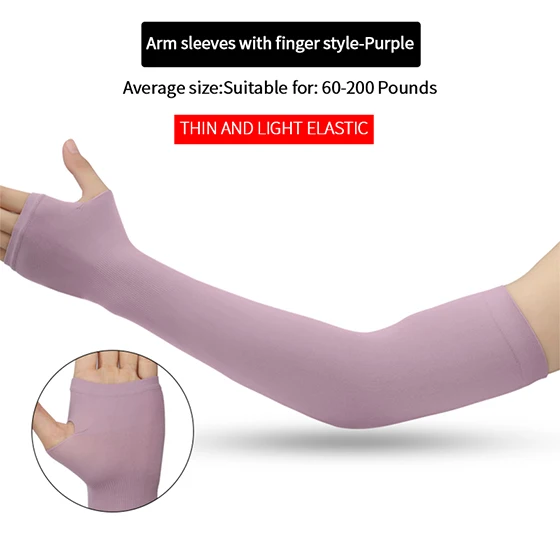 Purple Finger 2 шт., велосипедные гетры для рук, нарукавники, защита от солнца, УФ-защита, длинные перчатки без пальцев, перчатки для бега, рыбалки, езды на велосипеде, гольф, рукава для рук - Цвет: Purple Finger