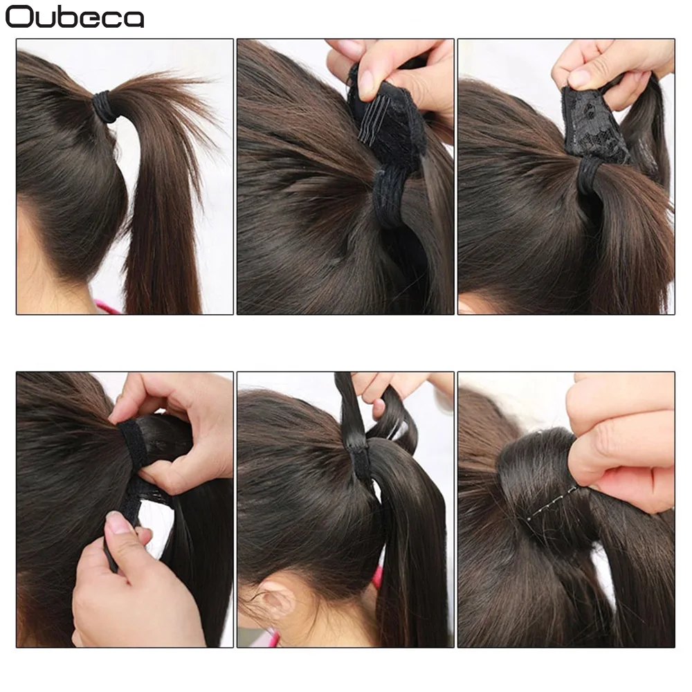 Oubeca Wrap Around Wave Ombre Ponytail Extensions Synthetic Wavy Pony Tail Two Tone Hairpiece Clip In Hair For Women | Шиньоны и парики