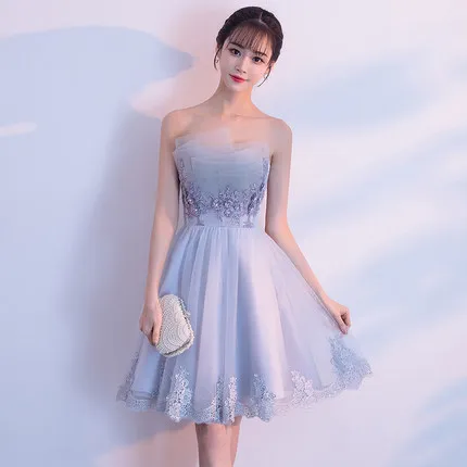 Vestidos graduacion Дешевые темно синие Бальные платья настоящая фотография Тюль Короткие Выпускные платья Vestido de Festa Curto - Цвет: as the picture