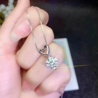 big size heart style confession gift crackling moissanite pendant for women necklace summer jewelry real 925 silver shiny gem