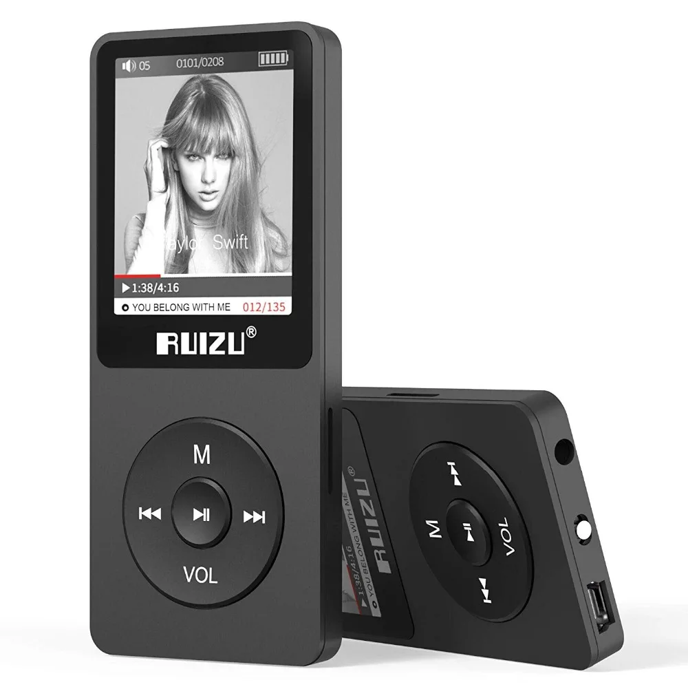 MP3 плеер RUIZU X02 ультра тонкий музыкальный плеер с fm-радио, диктофон, воспроизведение видео, чтение текста, 80 часов воспроизведения