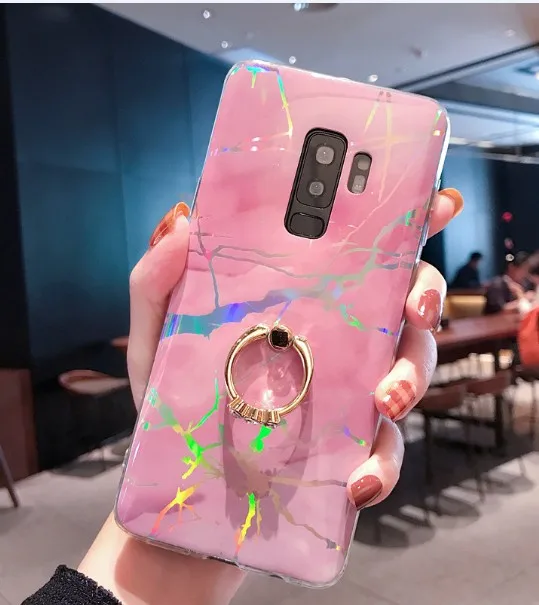 Роскошный чехол для телефона с лазерным мраморным кольцом для samsung galaxy S10 S9 S8 plus note9 note8 note10 pro s10e s7 edge с цепочкой через плечо - Цвет: kl4a76 3
