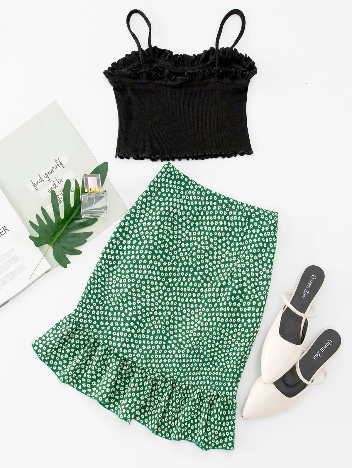 Женский топ на бретельках ZAFUL облегающий без рукавов с цветочным принтом и