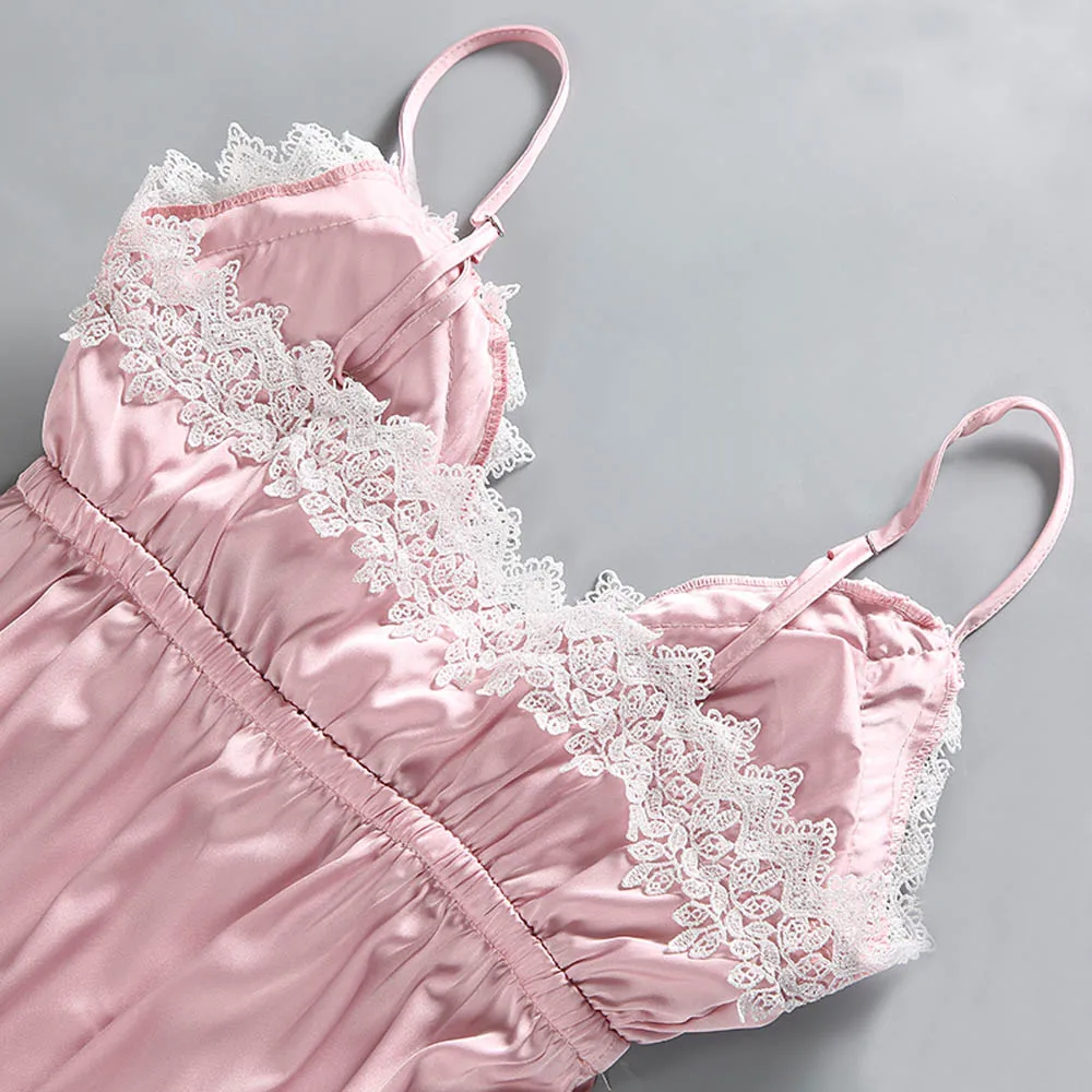 2019 Женская Сексуальная кружевная шелковая атласная пижама пижамный комплект для