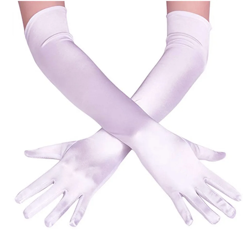 1 Pair 48Cm Womens Elegant Opera Long Satin Gloves Banquet Wedding Evening Halloween Fancy Dress Party Costume Light Purp | Свадьбы и
