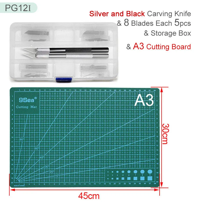 2Pcs 40 blades A3 High Quality Professional Carving Knife and Cutting Board Set, Hand Tools for Paper Wood Sculpture Eraser Model Pen Knifes Sharp - Цвет: 2Pcs 40 blades A3
