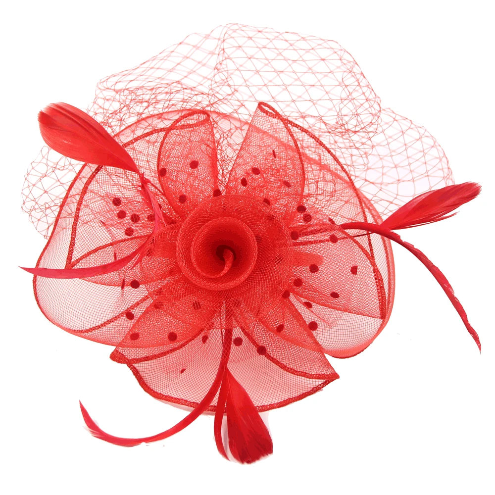 

High quality Women Mesh Feather Fascinator Hats Ladies Cocktail Wedding Party Hats Elegant Headband Hairband
