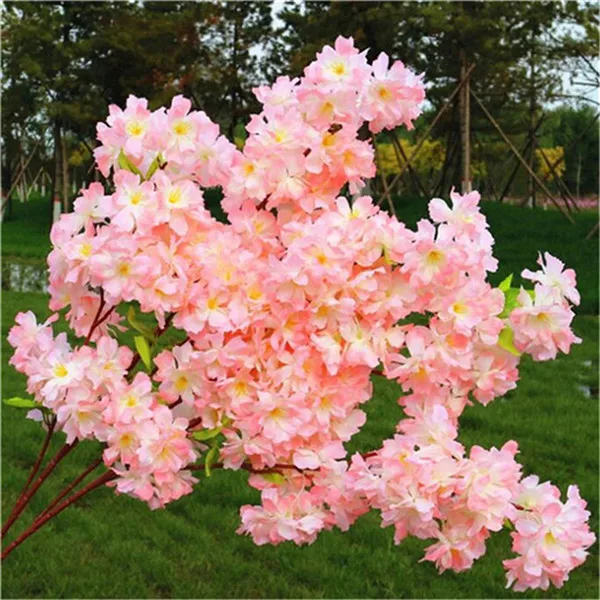 103cm light pink 5p Шелковый цветок вишни ветви Бегония Сакура стволовых деревьев для свадьбы украшения деревьев искусственные декоративные цветы - Цвет: 103cm light pink