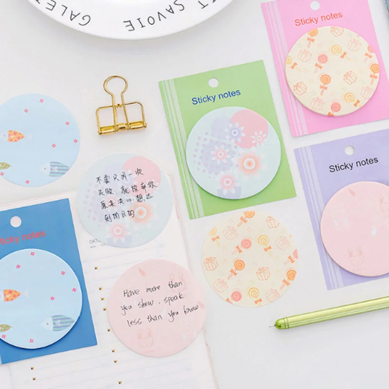 1X kawaii маленький круглый рисунок Еженедельный план Липкие заметки блокнот для
